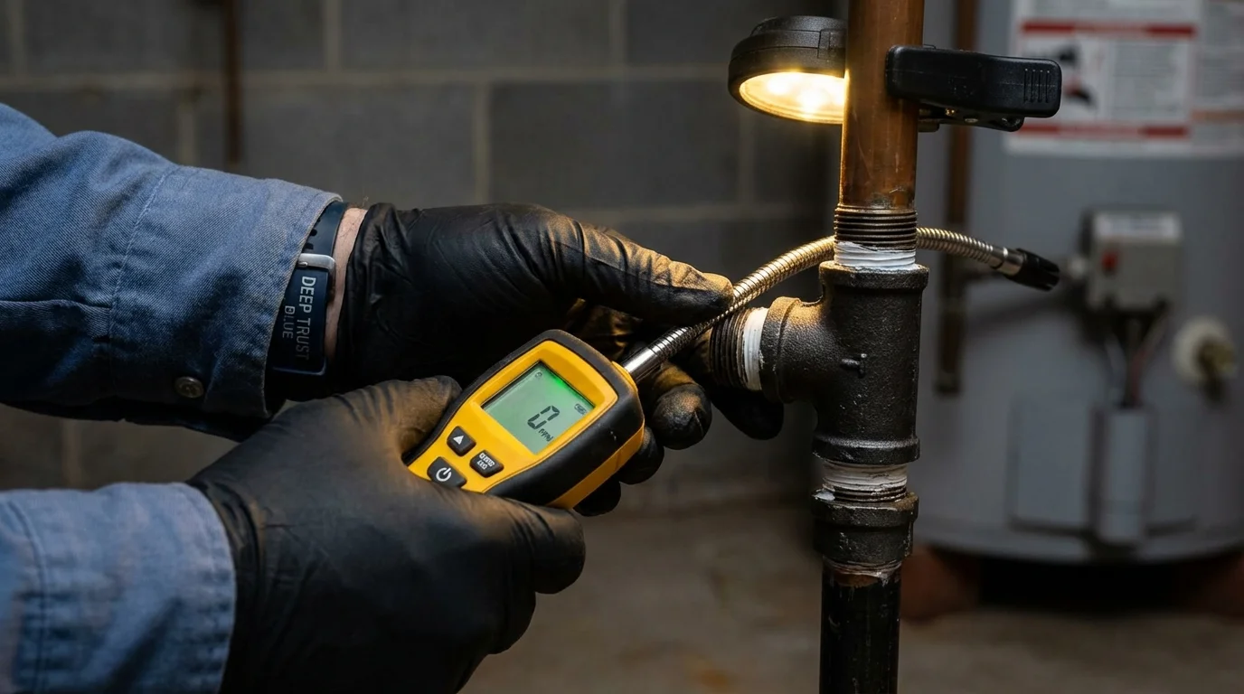 Gas leak detection with electronic sniffer by Johns Plumbing LLC in Preston